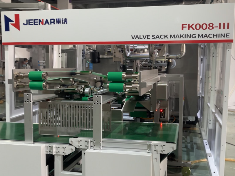 Processo de operação da máquina de fabricação de sacos com válvula de 120 sacos/minuto